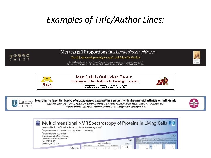 Examples of Title/Author Lines: Mast Cells in Oral Lichen Planus: Comparison of Two Methods