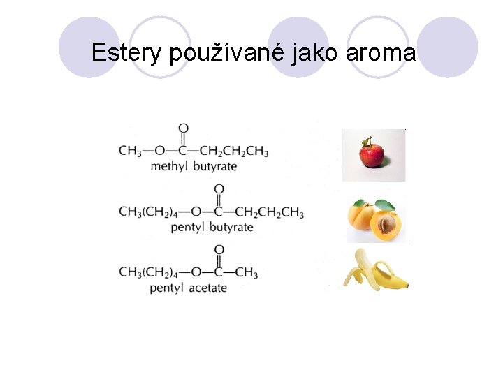 Estery používané jako aroma Estery používané jako aroma
