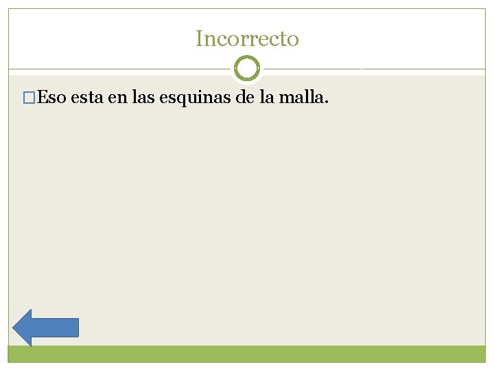 Incorrecto �Eso esta en las esquinas de la malla. 