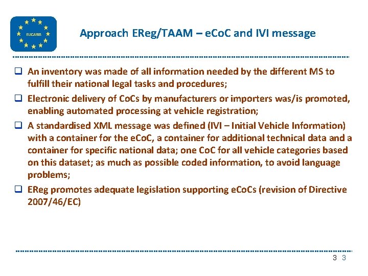 Approach EReg/TAAM – e. Co. C and IVI message q An inventory was made