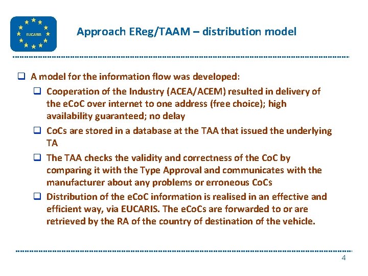 Approach EReg/TAAM – distribution model q A model for the information flow was developed: