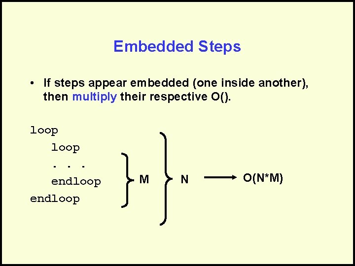 Embedded Steps • If steps appear embedded (one inside another), then multiply their respective Embedded Steps • If steps appear embedded (one inside another), then multiply their respective