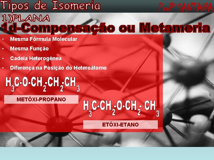  • Mesma Fórmula Molecular • Mesma Função • Cadeia Heterogênea • Diferença na