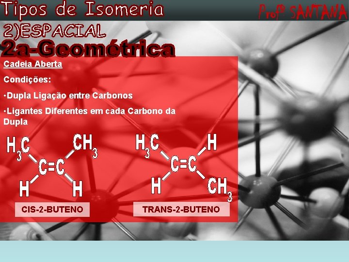 Cadeia Aberta Condições: • Dupla Ligação entre Carbonos • Ligantes Diferentes em cada Carbono