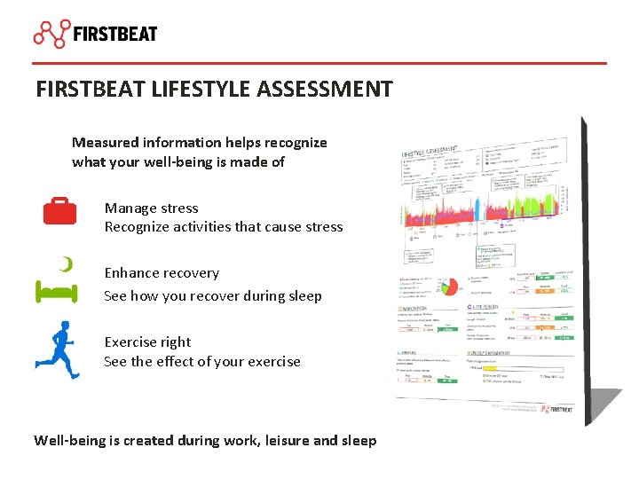 FIRSTBEAT LIFESTYLE ASSESSMENT Measured information helps recognize what your well-being is made of Manage