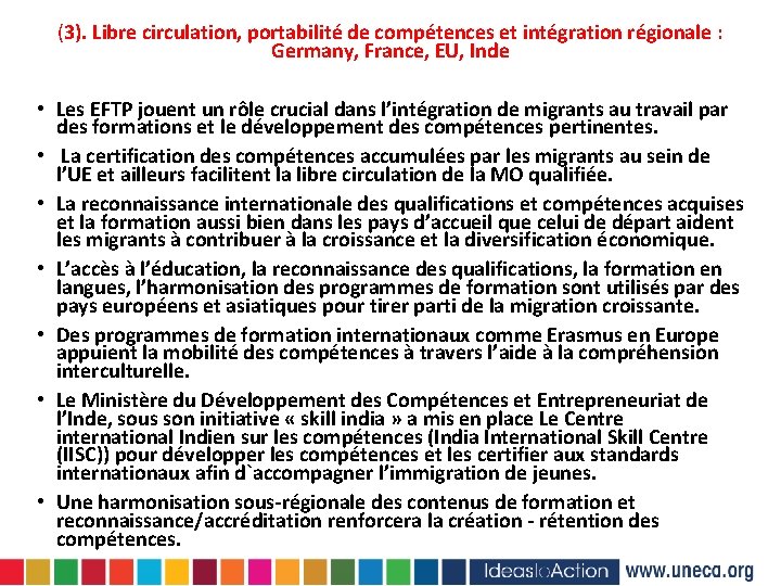 (3). Libre circulation, portabilité de compétences et intégration régionale : Germany, France, EU, Inde