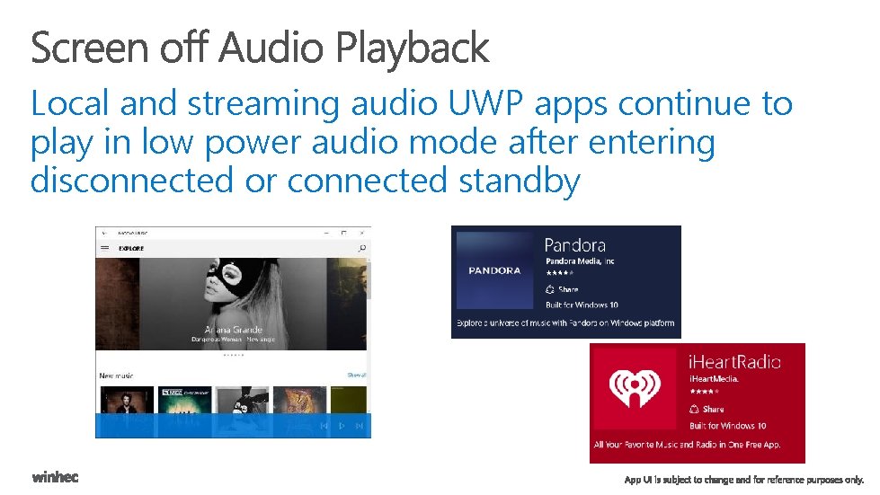 Local and streaming audio UWP apps continue to play in low power audio mode