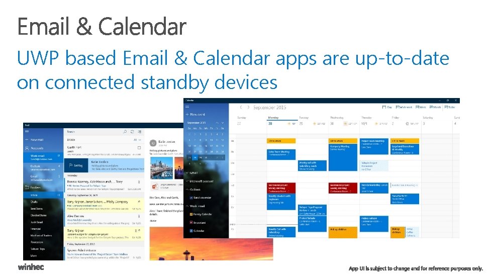 UWP based Email & Calendar apps are up-to-date on connected standby devices 