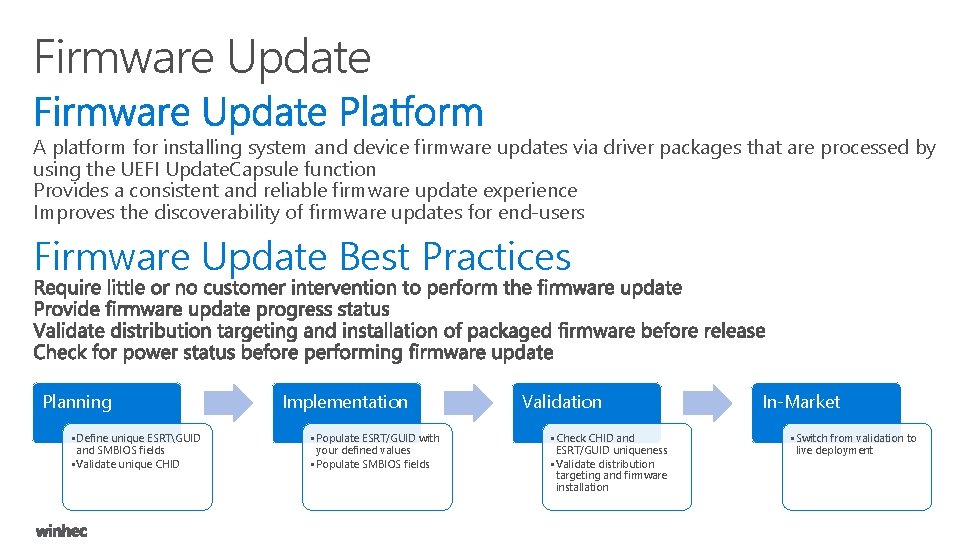 Firmware Update A platform for installing system and device firmware updates via driver packages