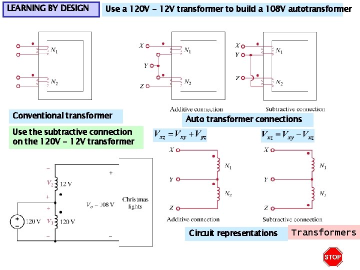 LEARNING BY DESIGN Use a 120 V - 12 V transformer to build a