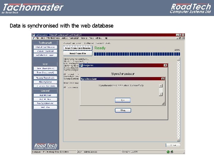 Data is synchronised with the web database 