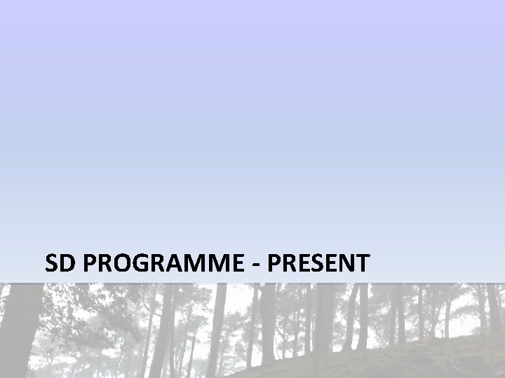 SD PROGRAMME - PRESENT 