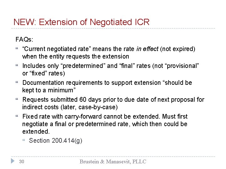NEW: Extension of Negotiated ICR FAQs: “Current negotiated rate” means the rate in effect