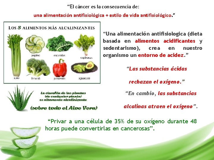 “El cáncer es la consecuencia de: una alimentación antifisiológica + estilo de vida antifisiológico.