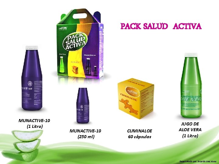 PACK SALUD ACTIVA MUNACTIVE-10 (1 Litro) MUNACTIVE-10 (250 ml) CUMINALOE 60 cápsulas JUGO DE