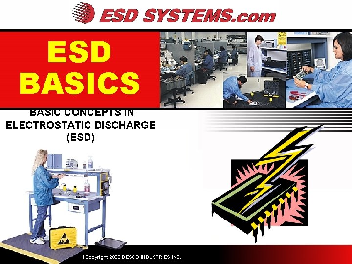 ESD BASICS BASIC CONCEPTS IN ELECTROSTATIC DISCHARGE (ESD) ©Copyright 2003 DESCO INDUSTRIES INC. 