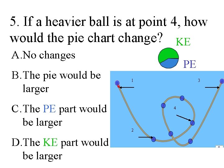 5. If a heavier ball is at point 4, how would the pie chart 5. If a heavier ball is at point 4, how would the pie chart