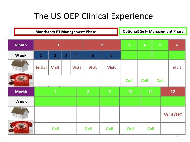 The US OEP Clinical Experience (Optional) Self- Management Phase Mandatory PT Management Phase Month