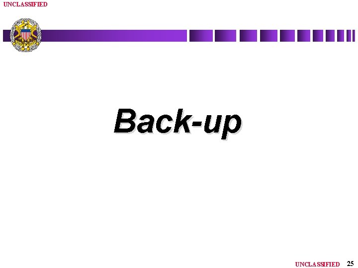 UNCLASSIFIED Back-up UNCLASSIFIED 25 
