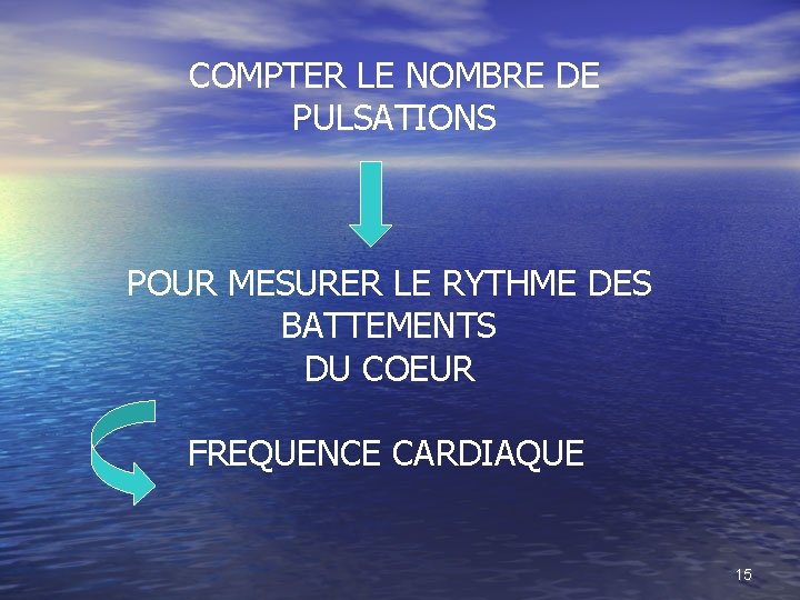 COMPTER LE NOMBRE DE PULSATIONS POUR MESURER LE RYTHME DES BATTEMENTS DU COEUR FREQUENCE