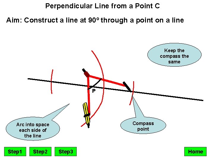 Perpendicular Line from a Point C Aim: Construct a line at 90º through a