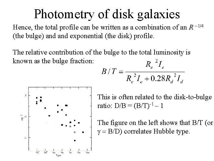 Photometry of disk galaxies Hence, the total profile can be written as a combination