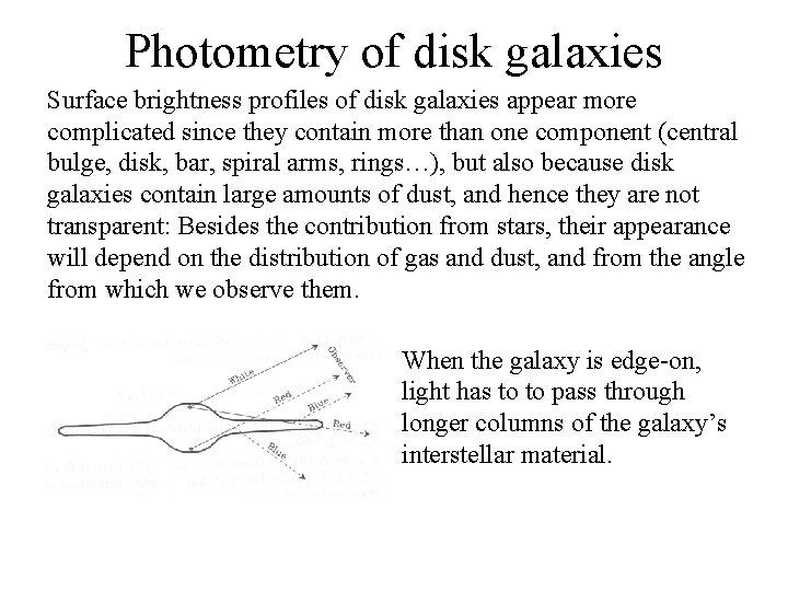 Photometry of disk galaxies Surface brightness profiles of disk galaxies appear more complicated since