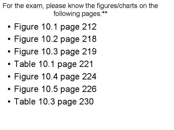For the exam, please know the figures/charts on the following pages: ** • •