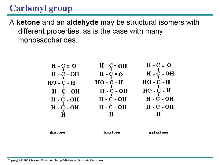 Carbonyl group A ketone and an aldehyde may be structural isomers with different properties,