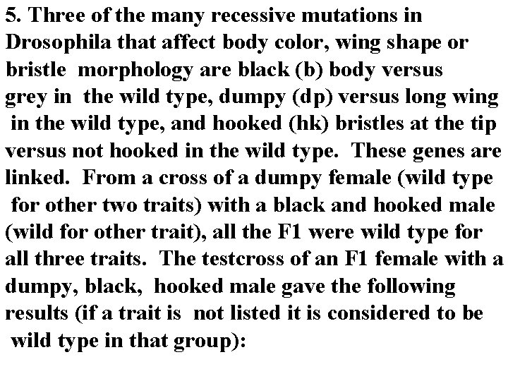 5. Three of the many recessive mutations in Drosophila that affect body color, wing