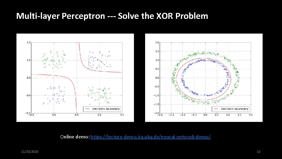 Multi-layer Perceptron --- Solve the XOR Problem Online demo: https: //lecture-demo. ira. uka. de/neural-network-demo/