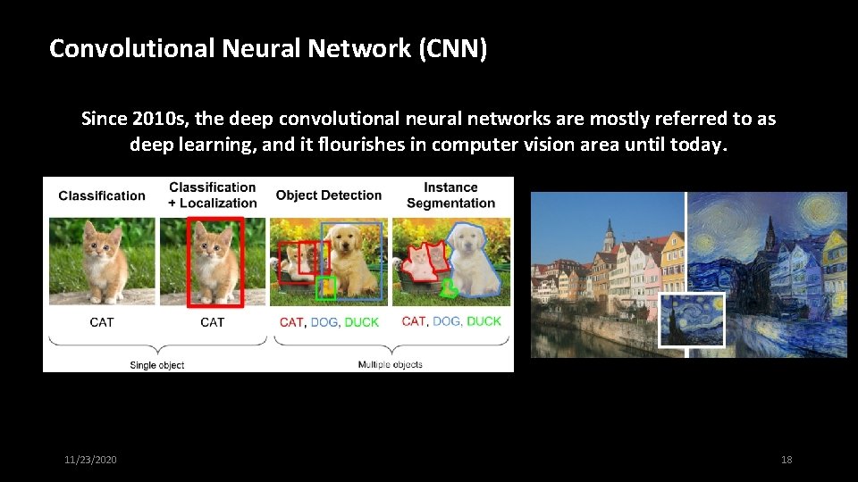 Convolutional Neural Network (CNN) Since 2010 s, the deep convolutional neural networks are mostly