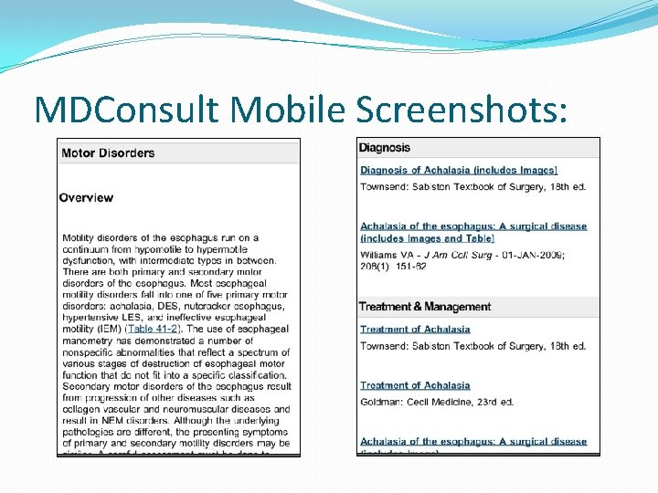 MDConsult Mobile Screenshots: 