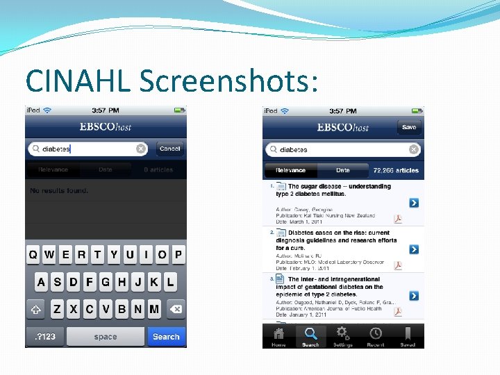 CINAHL Screenshots: 