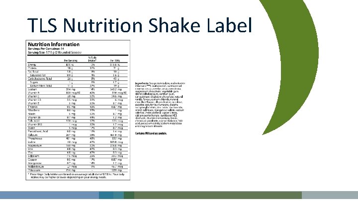 TLS Nutrition Shake Label 