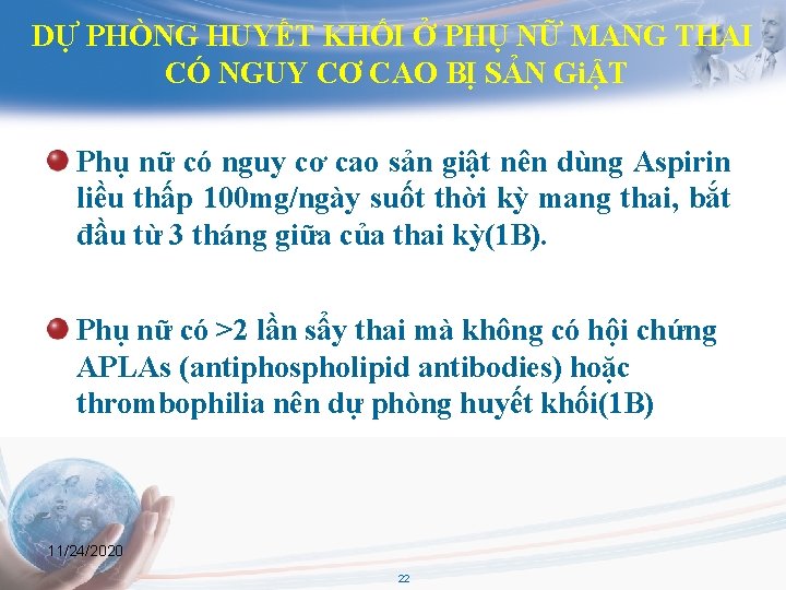 DỰ PHÒNG HUYẾT KHỐI Ở PHỤ NỮ MANG THAI CÓ NGUY CƠ CAO BỊ