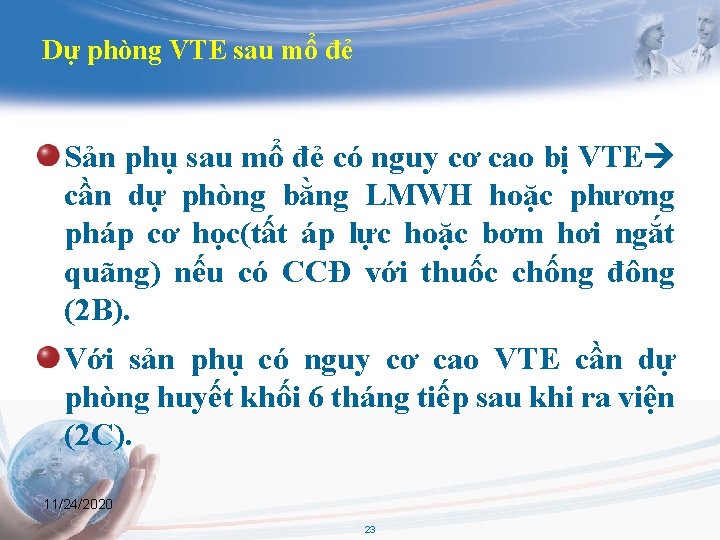 Dự phòng VTE sau mổ đẻ Sản phụ sau mổ đẻ có nguy cơ