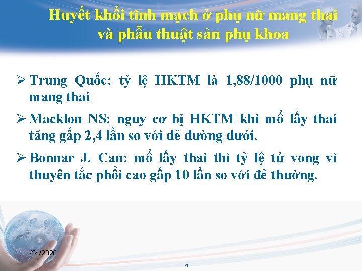 Huyết khối tĩnh mạch ở phụ nữ mang thai và phẫu thuật sản phụ