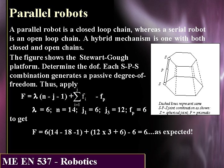 Parallel robots A parallel robot is a closed loop chain, whereas a serial robot