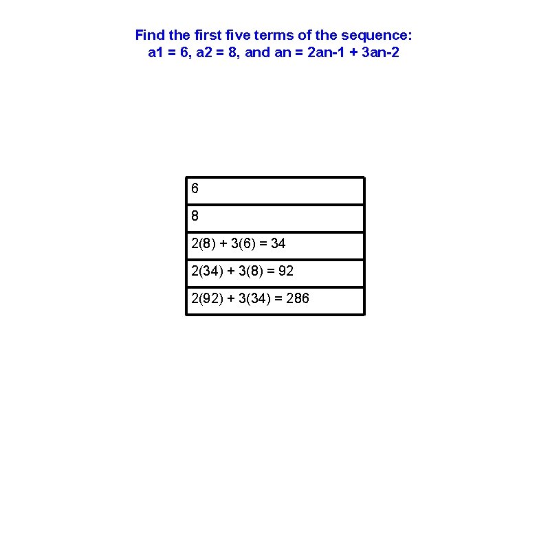 Find the first five terms of the sequence: a 1 = 6, a 2