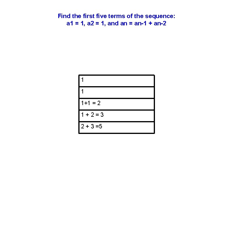 Find the first five terms of the sequence: a 1 = 1, a 2