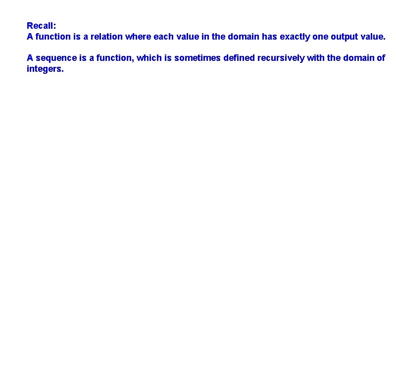 Recall: A function is a relation where each value in the domain has exactly