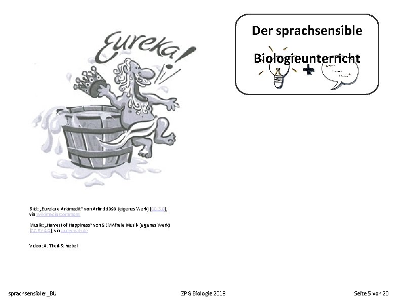 Der sprachsensible Biologieunterricht Bild: „Eureka e Arkimedit“ von Arlindi 1999 (eigenes Werk) [CC 3.