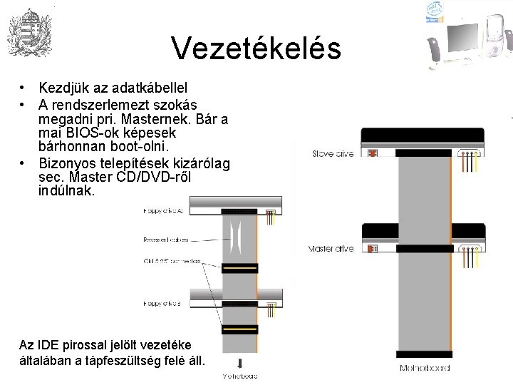 Vezetékelés • Kezdjük az adatkábellel • A rendszerlemezt szokás megadni pri. Masternek. Bár a