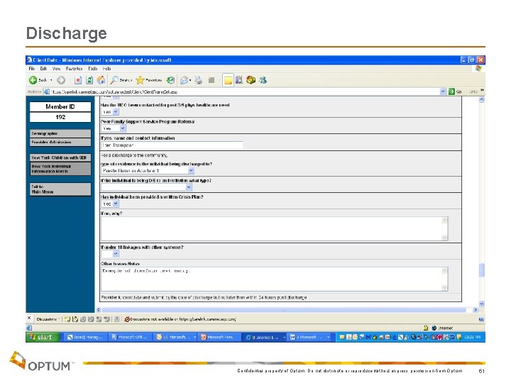 Discharge Confidential property of Optum. Do not distribute or reproduce without express permission from