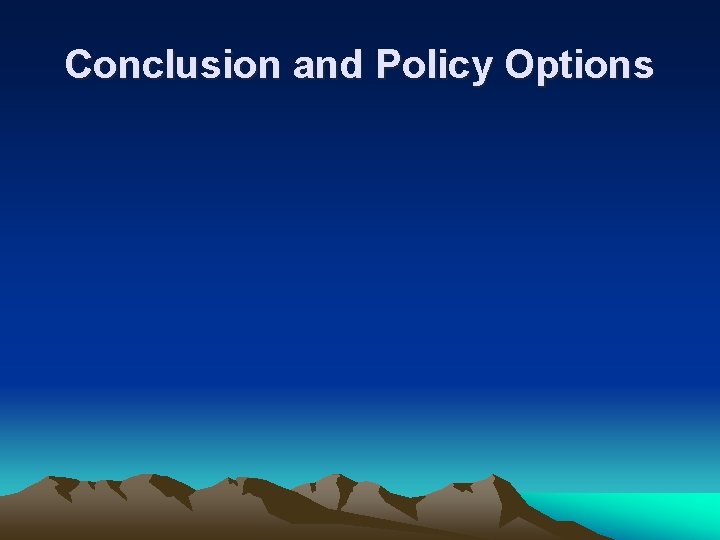 Conclusion and Policy Options 