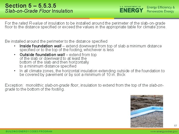 Section 5 – 5. 5. 3. 5 Slab-on-Grade Floor Insulation For the rated R-value