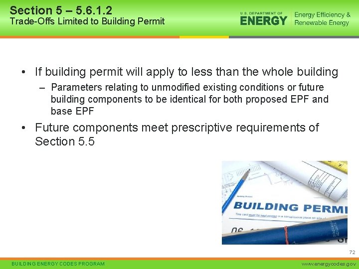 Section 5 – 5. 6. 1. 2 Trade-Offs Limited to Building Permit • If