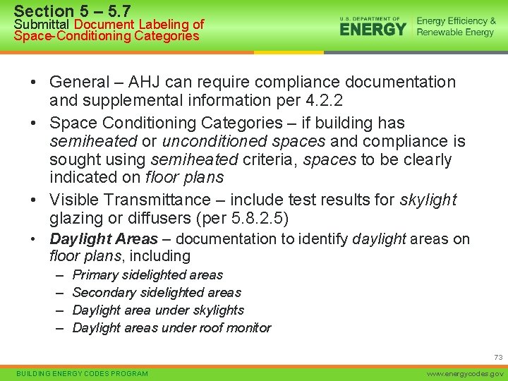 Section 5 – 5. 7 Submittal Document Labeling of Space-Conditioning Categories • General –