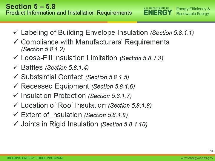 Section 5 – 5. 8 Product Information and Installation Requirements ü Labeling of Building